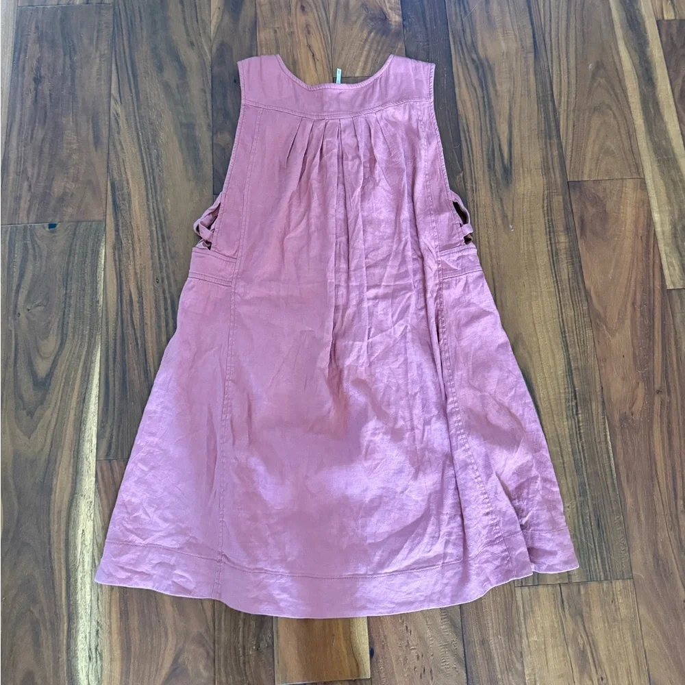 Free People Moonshine Linen Dress Dusty Rose Pink M - Picture 8 of 8